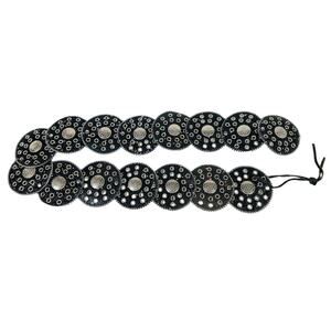Western Grommet Style Round Belt 40" Long Wide Vintage Silver Studded Stars